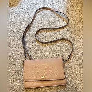 Michael Kors Leather Small Crossbody Bag Beige
